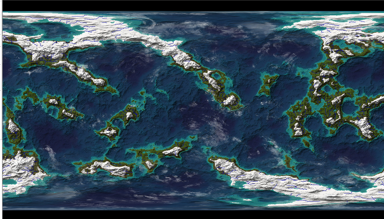 Another view of Dragonworld, with all continents visible. Clouds float across the planet's surface in this image.